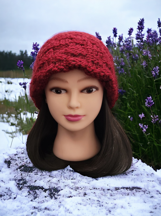 X-Long Red & White Pom-Pom Slouchy